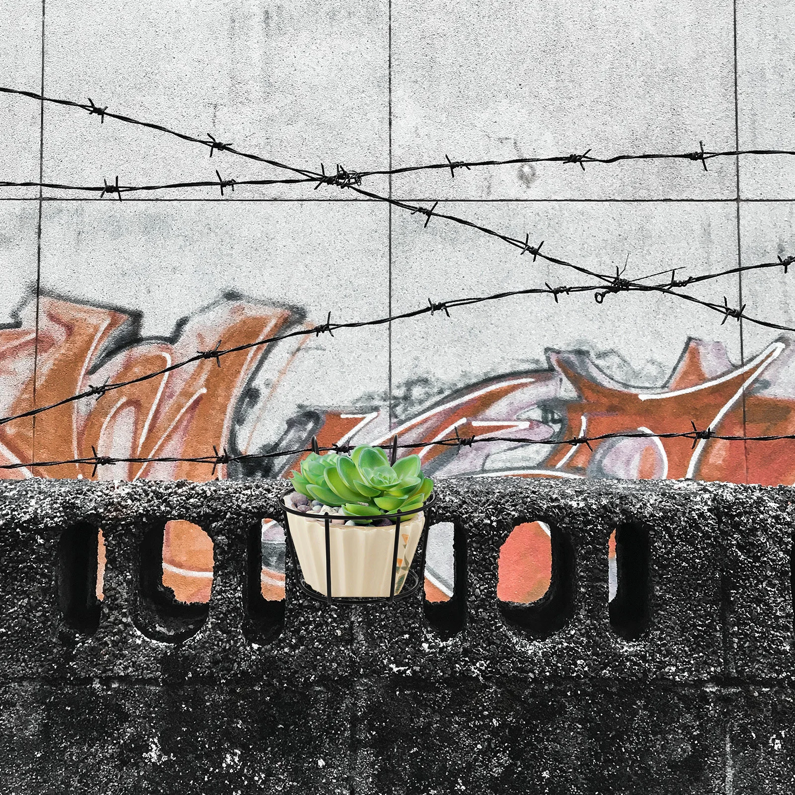 

2pcs Flowerpot Stand Metal Bonsai Hanging Basket Black Small For Balcony Garden Outdoor Railing Planter Hook Iron Frame Plant