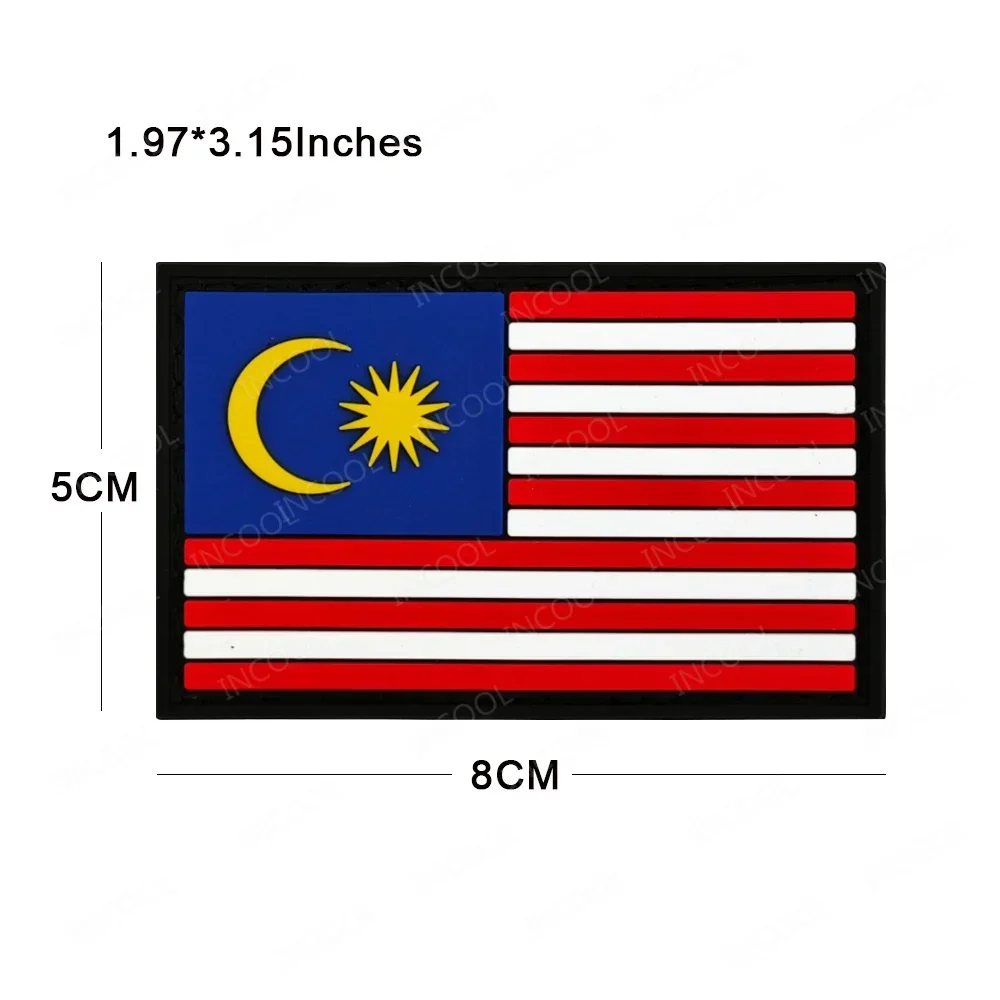 3D PVC Rubber Asia National Flag Patch Asian Flags Shoulder Decorative Badges Hook Back Armband Appliques For Clothing Backpack