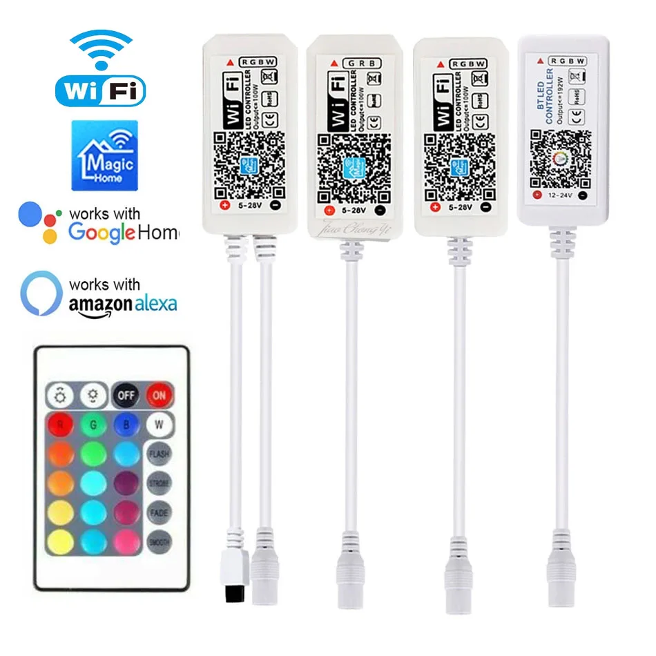 Taśma LED 12V 24V WIFI RGB RGBW Kontroler Android IOS APP Bluetooth Magic Home IR Control do taśmy LED RGB RGBW