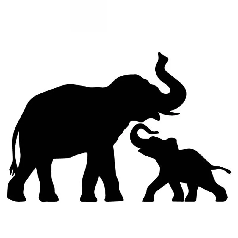 Elephant and Baby Elephant Stickers High Quality Car Window Decoration Personality Pvc Waterproof Decals Black/white, 17cm*11cm