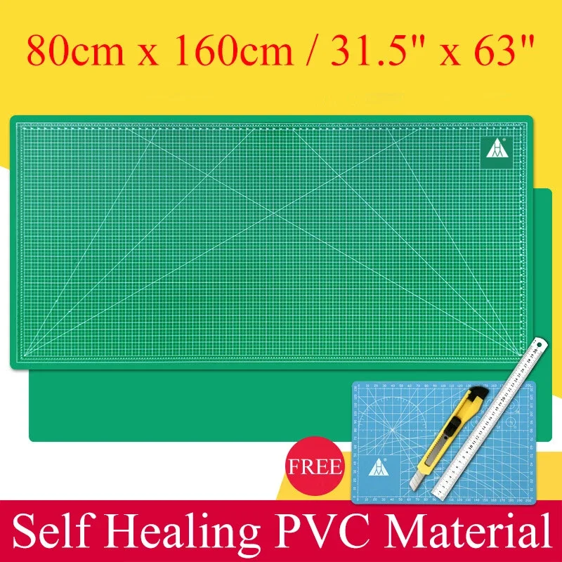 

80cm x 160cm Oversized PVC Cutting Mat Self-Healing with Printed Grid Lines Non-Slip Surface for Craft