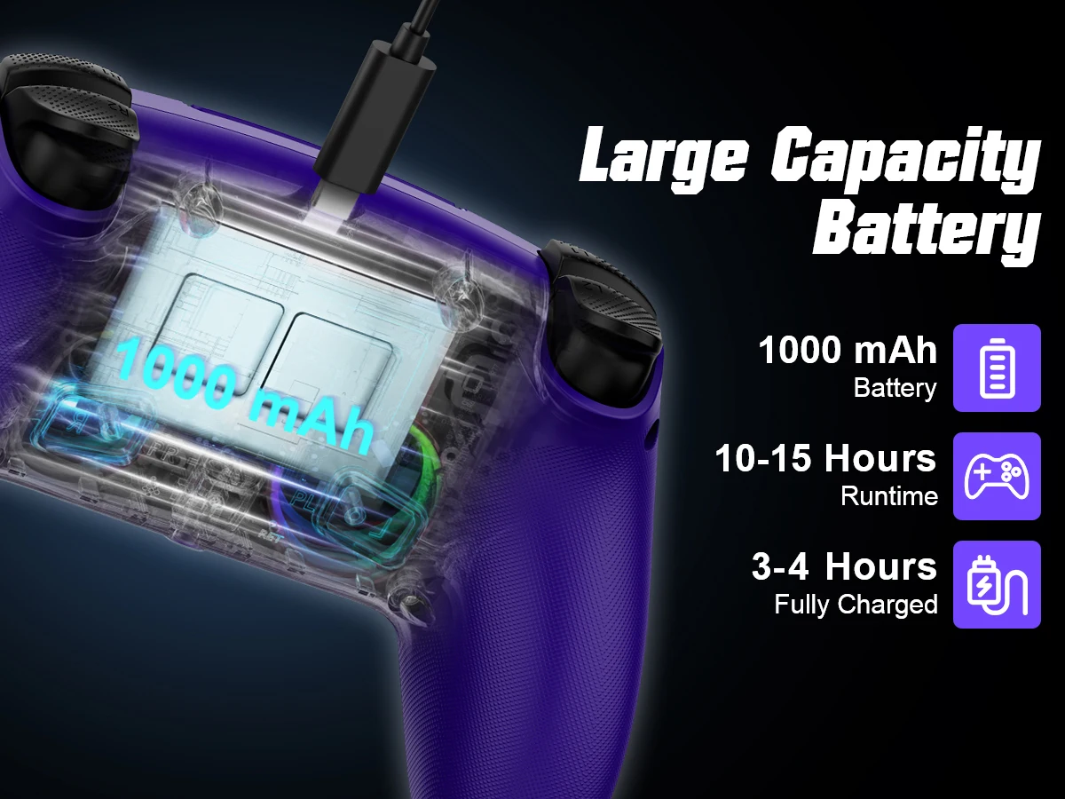 RGB-Controller für Playstation 5, PS5 Pro/PS5 Slim, Hall-Joystick, Dual-Vibration, Gamepad, Turbo, PS5-Controller – Detail 18