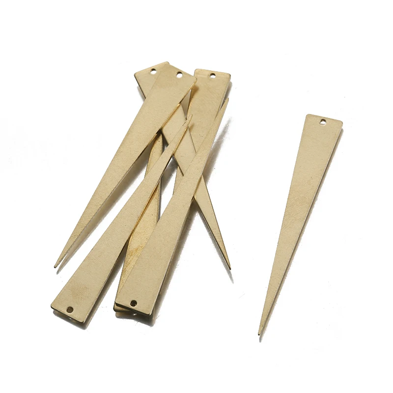 10Pcs Raw Raw Brass Triangle Stamping Long Stick Bar Charms Pendants For Diy Boho Witchy Drop Earrings Necklace Jewelry Making