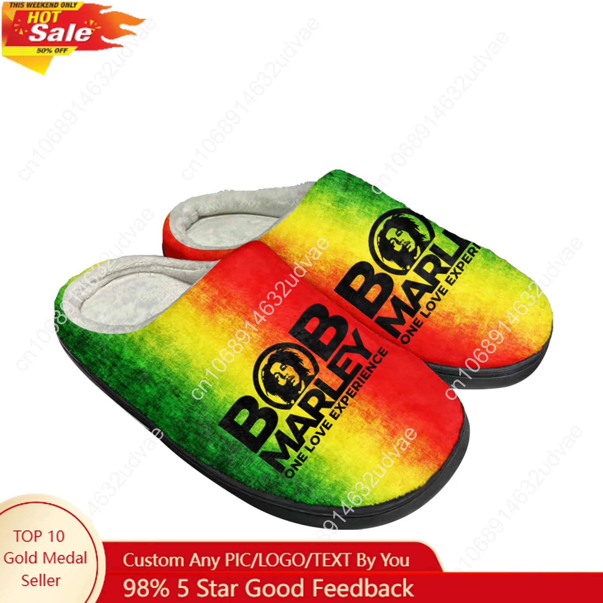 Bob Marley Reggae Rasta Cotton Slippers Mens Womens Keep Warm Shoes Home Plush Bedroom Footwear Custom Made Thermal Slipper