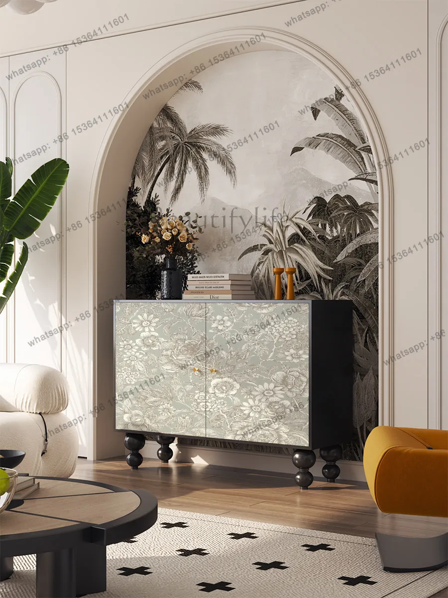 French vintage wall-facing entryway cabinet, living room home solid wood floor-standing high-end decorative cabinet