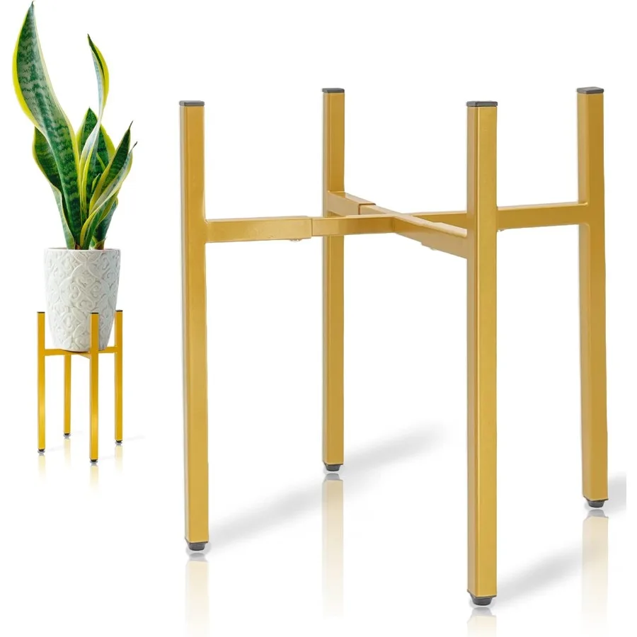 

Adjustable Metal Plant Stand Indoor Outdoor Width 8 to 14 Fits Small to Large Pots Modern Golden Iron Plant Holder