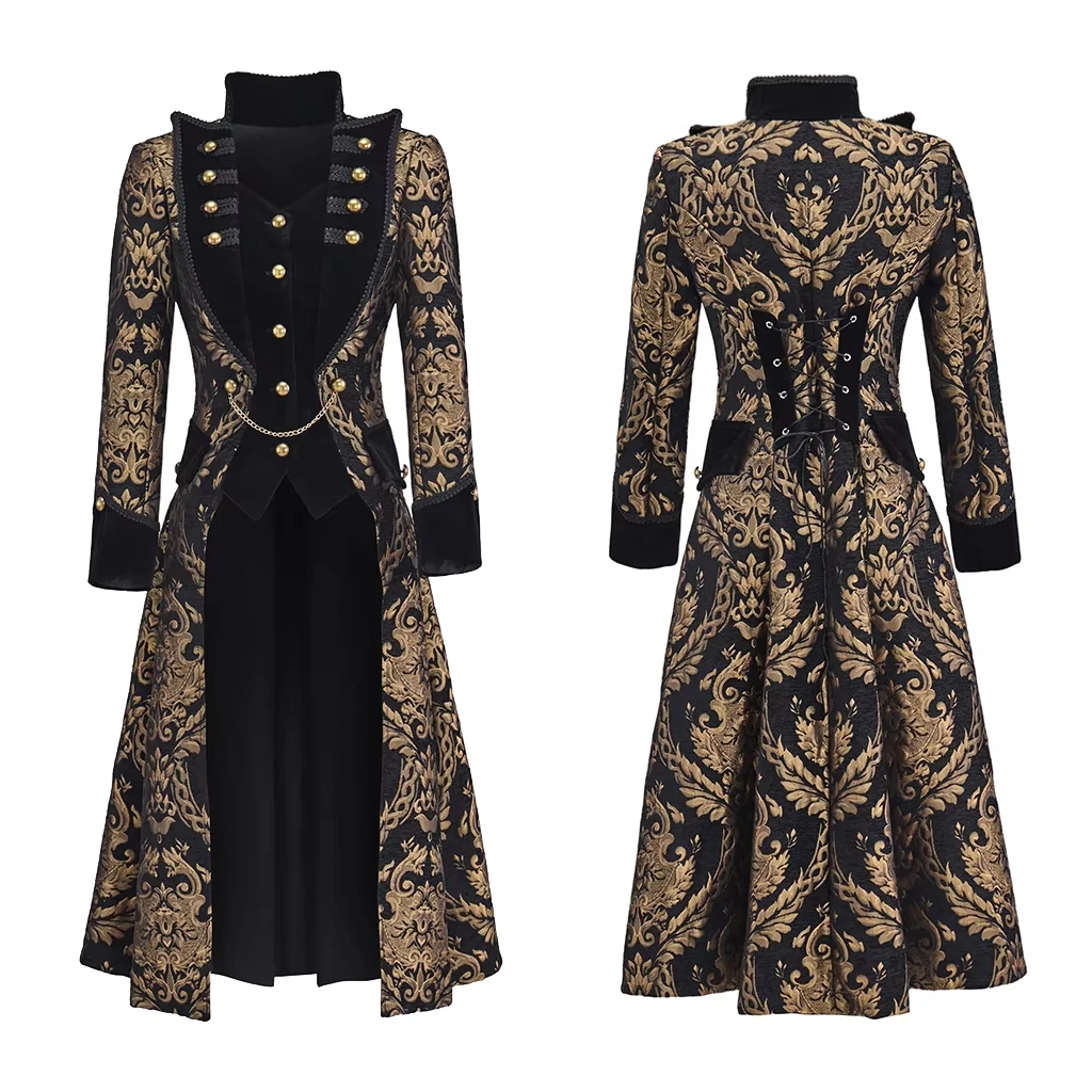 

Victorian Renaissance Gothic Long Coat Medieval Pirate Steampunk Coat Fancy Punk Victorian Tailcoat Frock Coat