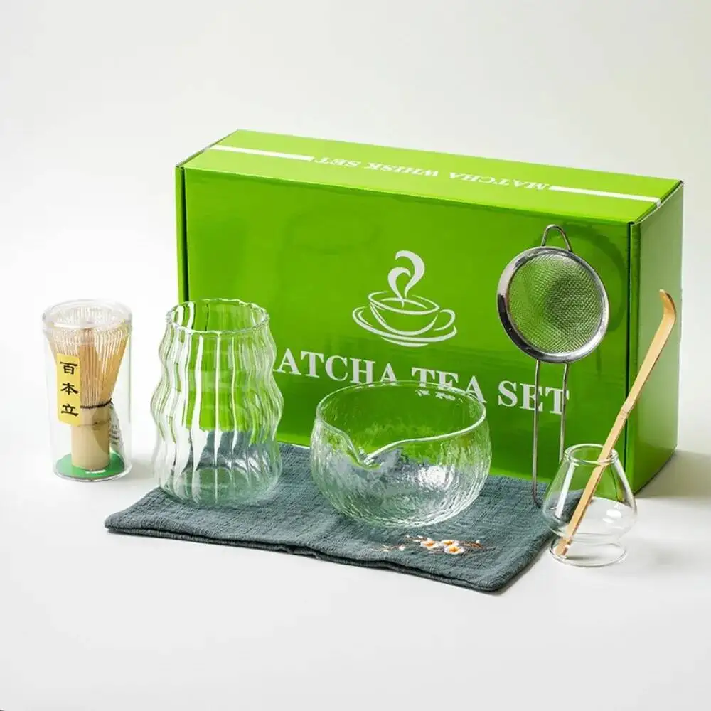

7PCS Japanese DIY Matcha Whisk Set Bamboo Brush, Tea Scoop, Safety Glass, Green Tea Mixer, Suitable For Home And Tea Shops