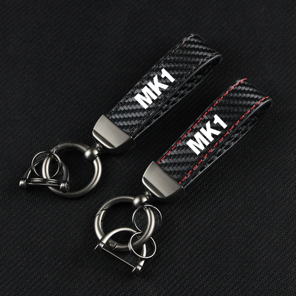 

Car Keychain Carbon Fiber Leather Rope Key Chain Pendant Keyring Horseshoe Buckle for MK1 MK2 MK3 MK4 Auto Accessories