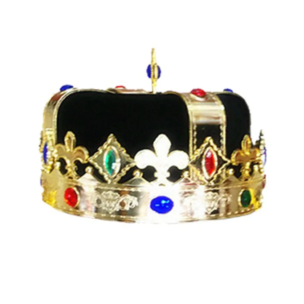 Dress Up King Crown Hat Head Decoration Stage Show Prince Party Hats Cosplay Coronation King Jeweled Caps Halloween Props