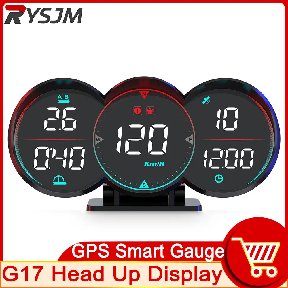 

G17 Digital GPS Speedometer Universal Car Head Up Display With Speed MPH / KM/H For HUD Compass Overspeed Alarm Altitude LCD