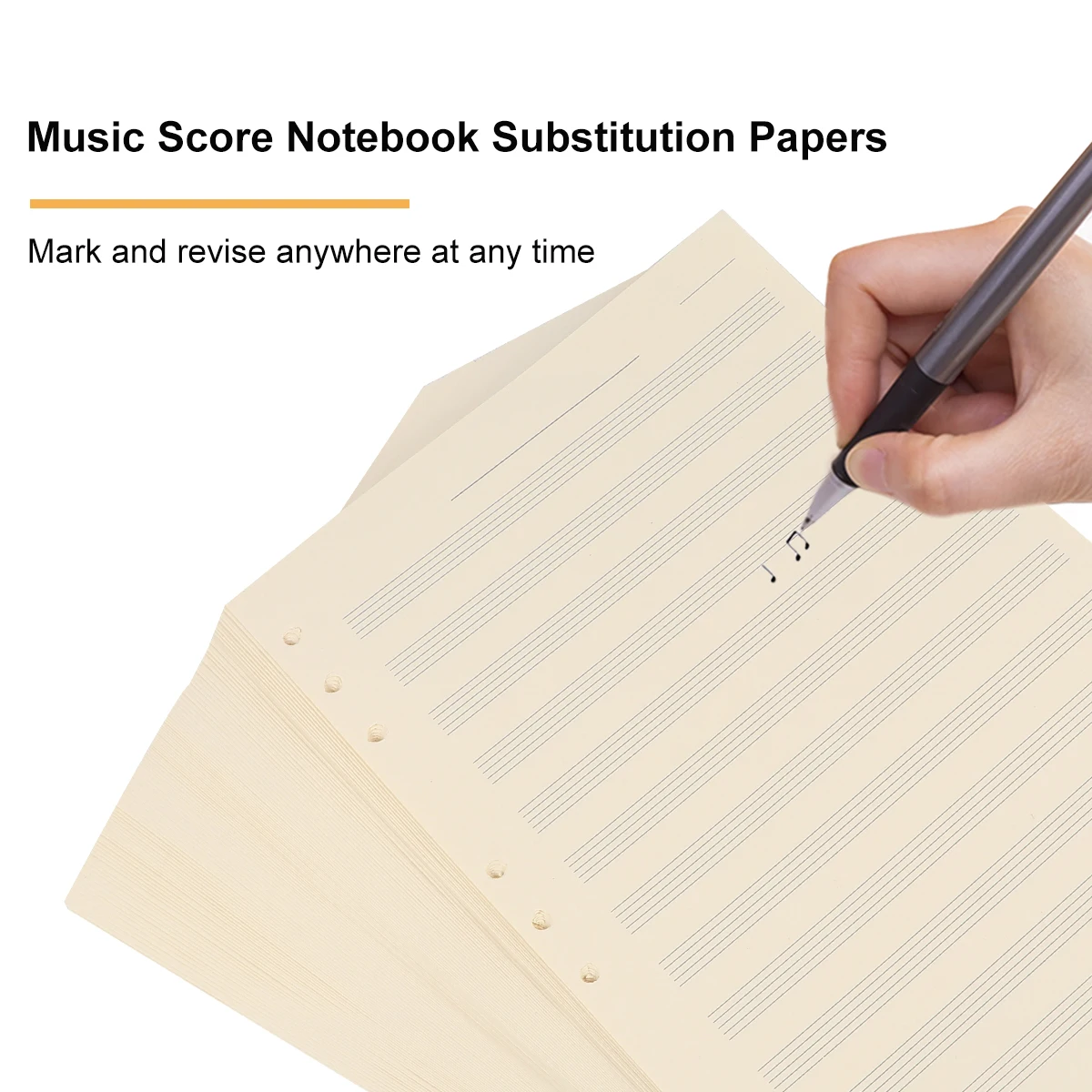 100 folhasFiveLineMusicManuscriptRefillNotebooksBlankLooseLeafPaperforMúsicos2mmLineSpacingEasyEraseNoBreakBeginnerGift