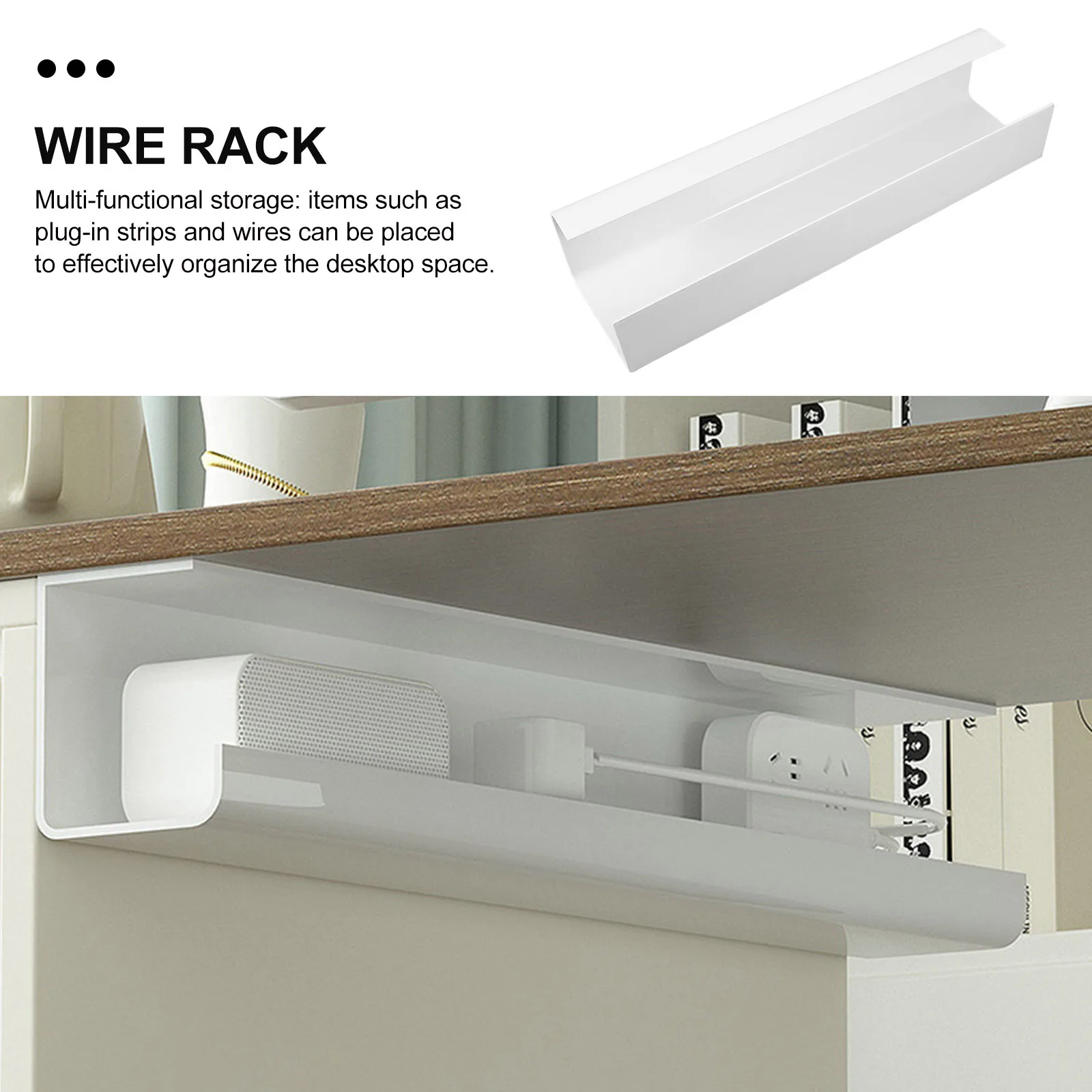 

Under Desk Cable Management Tray Plastic Cord Organizer for Wire Storage Rack with Long-Lasting Stability and Load-Bearing