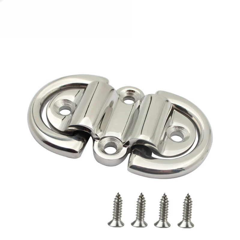 Stainless steel floor, yacht lashing D-ring, marine hardware, fixed plate buckle, mirror polished double D-buckle