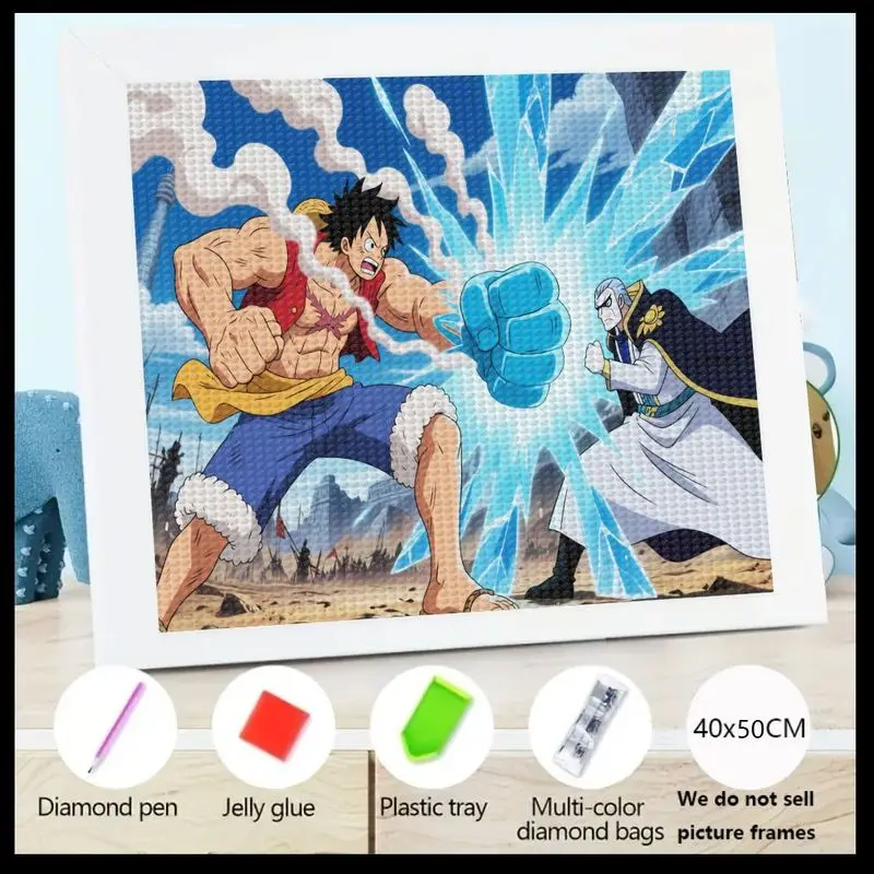 

1 шт. 5D DIY комплект алмазной живописи, цельный аниме Луффи против Адмирал Аокидс, сцена ледяной битвы, полная дрель, круглый кристалл, алмазное искусство