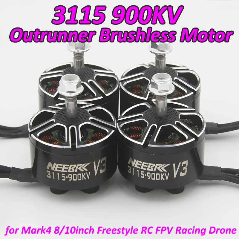 

1/4 шт. NEEBRC 3115 900KV V3 Бесколлекторный двигатель Outrunner для Mark4 V2 8/10-дюймовых FPV-дронов для фристайла и дальних полетов, запчасти для радиоуправляемых самолетов и DIY-проектов