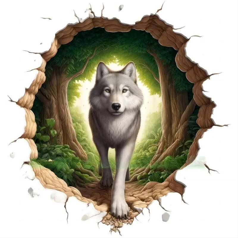 ملصق حائط ذئب أبيض لغرف الأطفال ، ديكور خلفية المنزل ، جدارية ، ورق حائط لغرفة المعيشة ، ملصق مضحك ، E43 #4