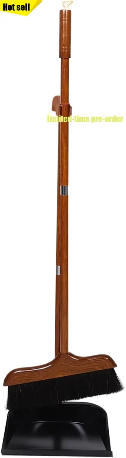 

Horsehair Broom Long Handle Dustpan Set Indoor Outdoor Pet Hair Debris Cleaning Collection