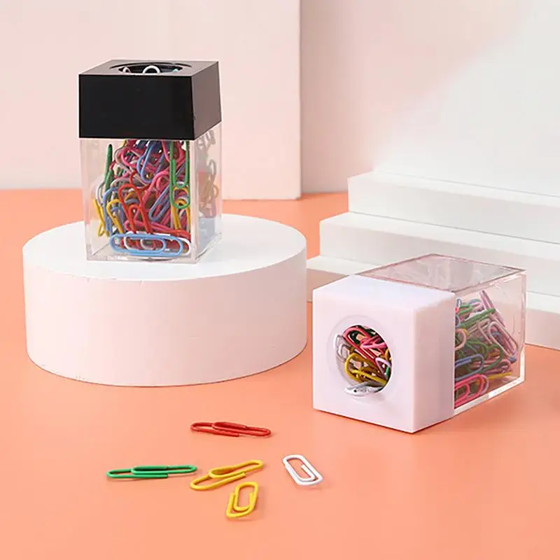 Paper Clip Dispenser Magnetic Paper Clip Storage Box For Desk Transparent Paper Clip Dispenser Holder Paperclip Dispenser Organi