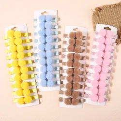 10pcs Solid Plush Hair Ball Hair Clip for Baby Girls Kids Hairpin Handmade Headwear Hairgrip Toddler Accessories Ornaments