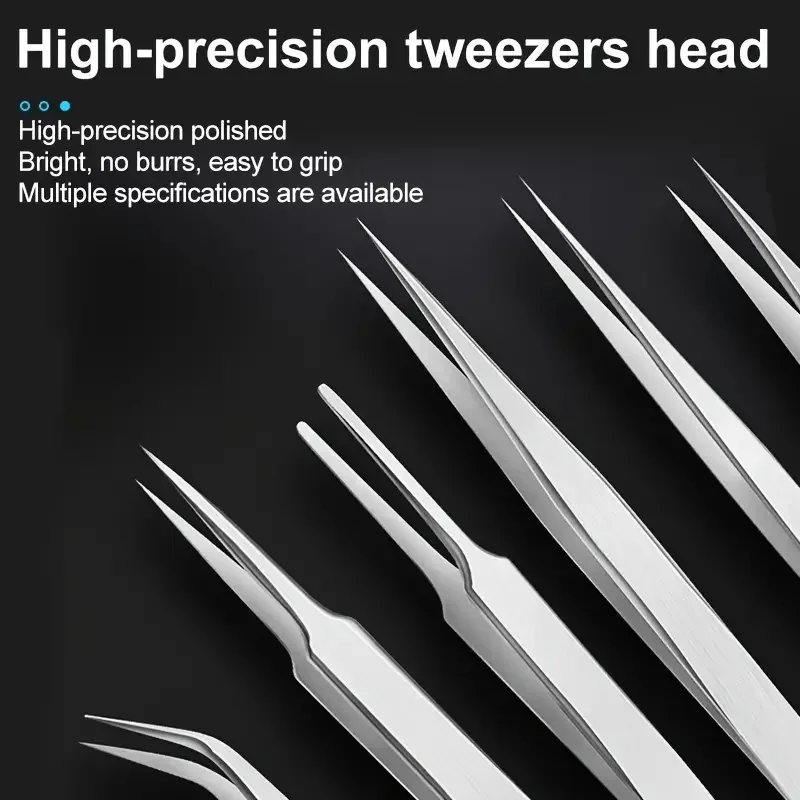 6Pcs/Set Stainless Steel Tweezers: Industrial Precision Repair Tool with Bent&Straight Tips, Ideal for Professional Repairs&DIY view 5