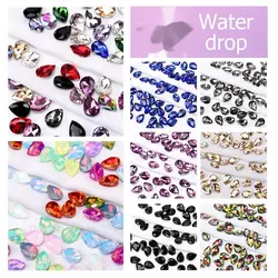 Water Drop 10Mm*14Mm Glass Crystal Non Hotfix Rhies Flatback Strass Glitter DIY Nail Art Decoration Accessories