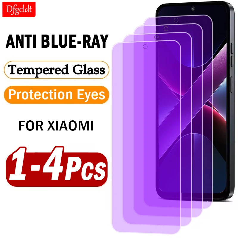 

1-4PCS Anti Blue Light Tempered Glass for Xiaomi Poco X7 X6 X5 Pro Screen Protector for Poco C75 C65 C61 C55 C51 C50 C40 Glass