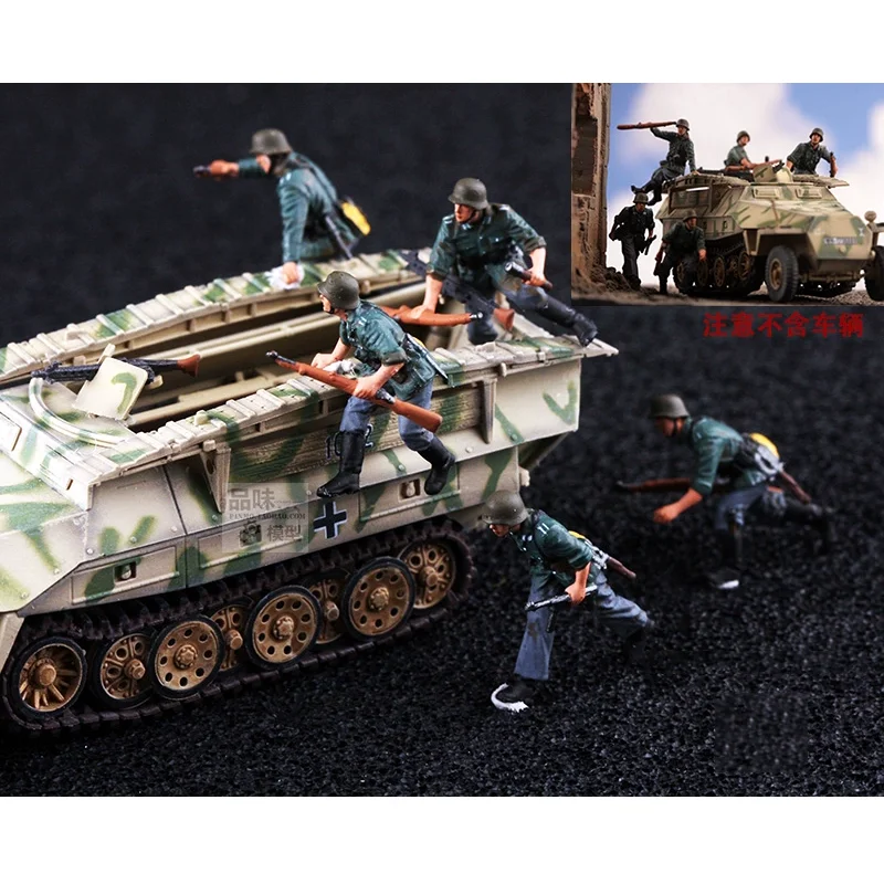 1:72 Scale Model 5 Pcs German Sd.Kfz.251 Soldiers Dolls Toys DIY Scene Accessory Gift Collection Display For Fans Without Car