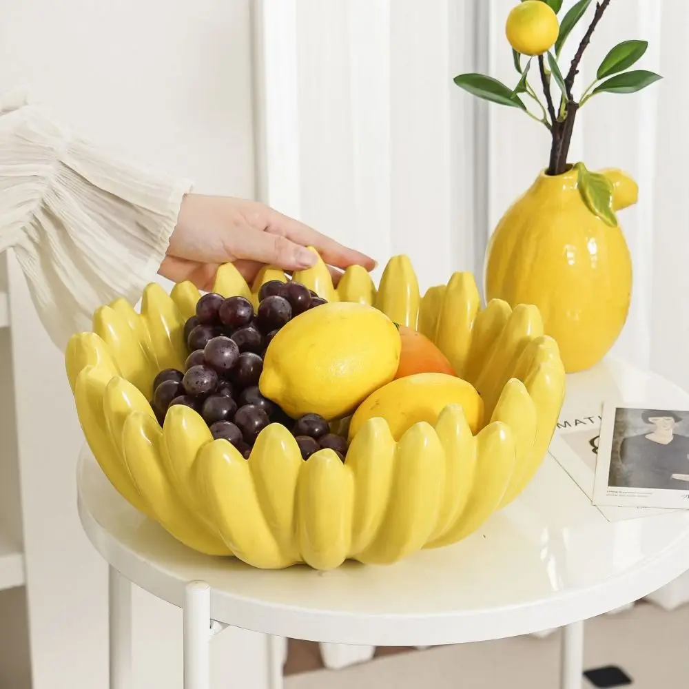

Home Decorative Ceramic Banana Shaped Storage Tray Creative Durable Dessert Plate Exquisite Storage Container Cake