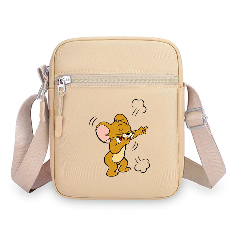 Tom And Jerry Women Men Shoulder Bag Fashion Mini Oxford Mobile Phone Bag Crossbody Bag Kawaii Ladies Waist Pack Wallet Gift