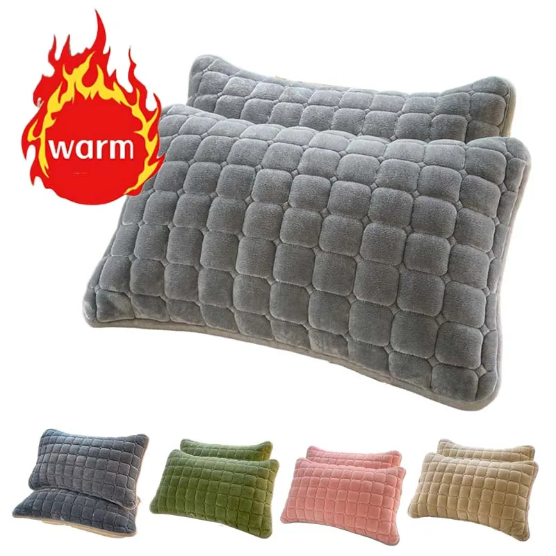 

Thickened Milk Velvet Pillowcase Solid Plaid Soft Fluffy Home Decor Cushion Covers Bedroom Sofa Decor Pillows Cases 48cmx74cm