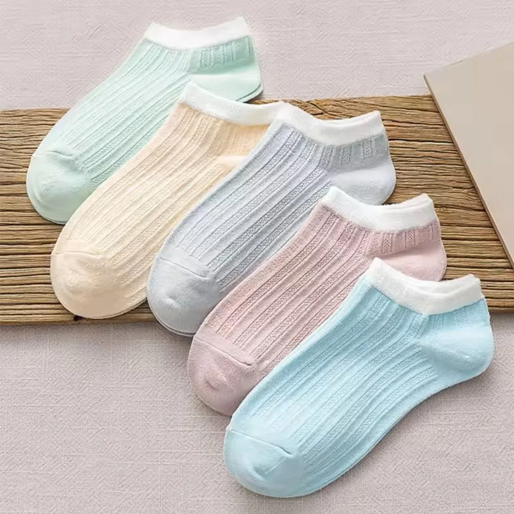 

5 Pairs New Multicolor Short Socks Breathable Thin Socks Moisture-wicking Comfortable Ankle Socks Women