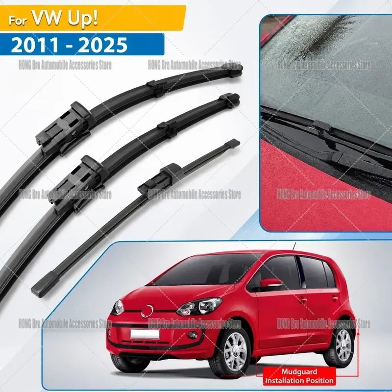 For VW Up 2011-2025 Front Rear Wiper Blades Set LHD Windshield Window Rain Brush 24 16 10 Inch Auto Accessories