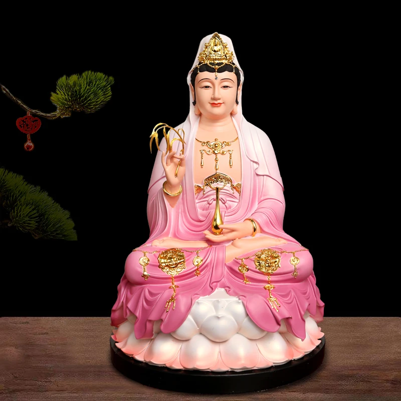 

Home offerings of Buddha statues Colored resin handicrafts Nanhai Guanyin Bodhisattva Home Buddha Hall Decoration