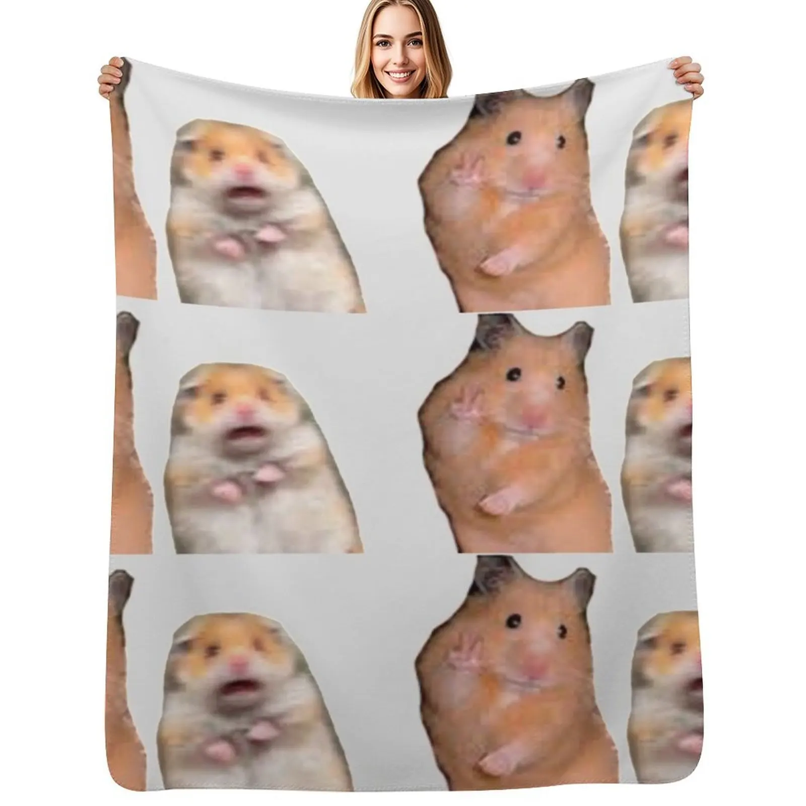 Hamster Meme Throw Blanket Fuzzy Plush Throw Blanket for Sofa Chair