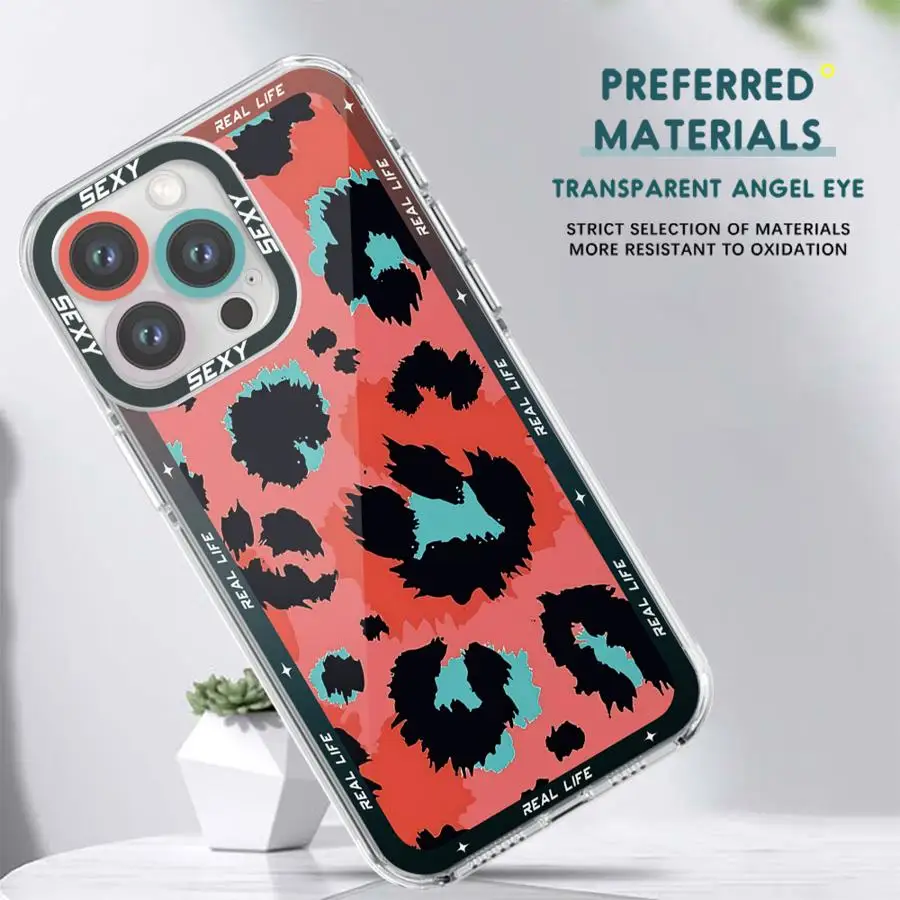 Color Leopard Print Case for OPPO A98 A94 A92 A78 A76 A74 A72 A58 A54 4G A55 A16 A17 A32 A57 A31 5G Transparent Soft Cover