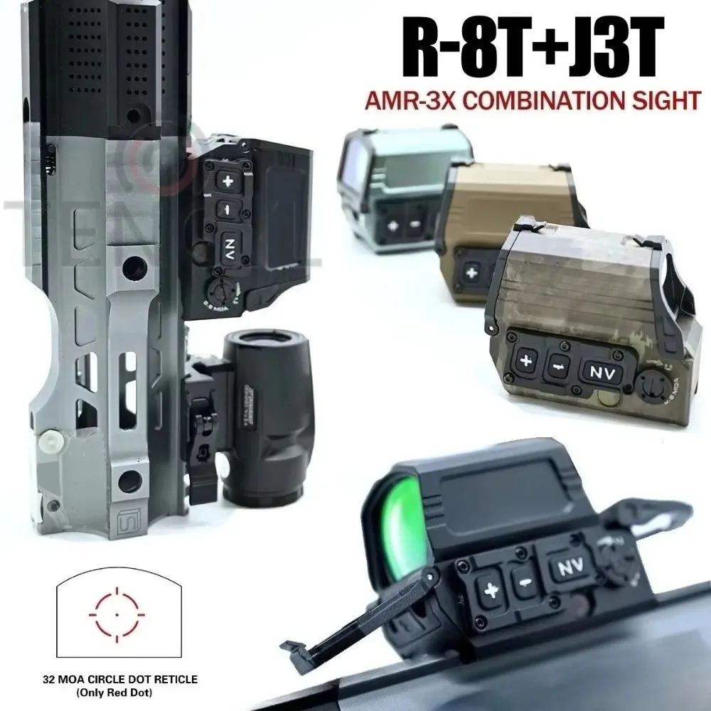 NEW Tactical Combo Scope R-8T Red Dot Holographic Sight + 3X Magnifying Scope with NV Function Motion Sensing Scope
