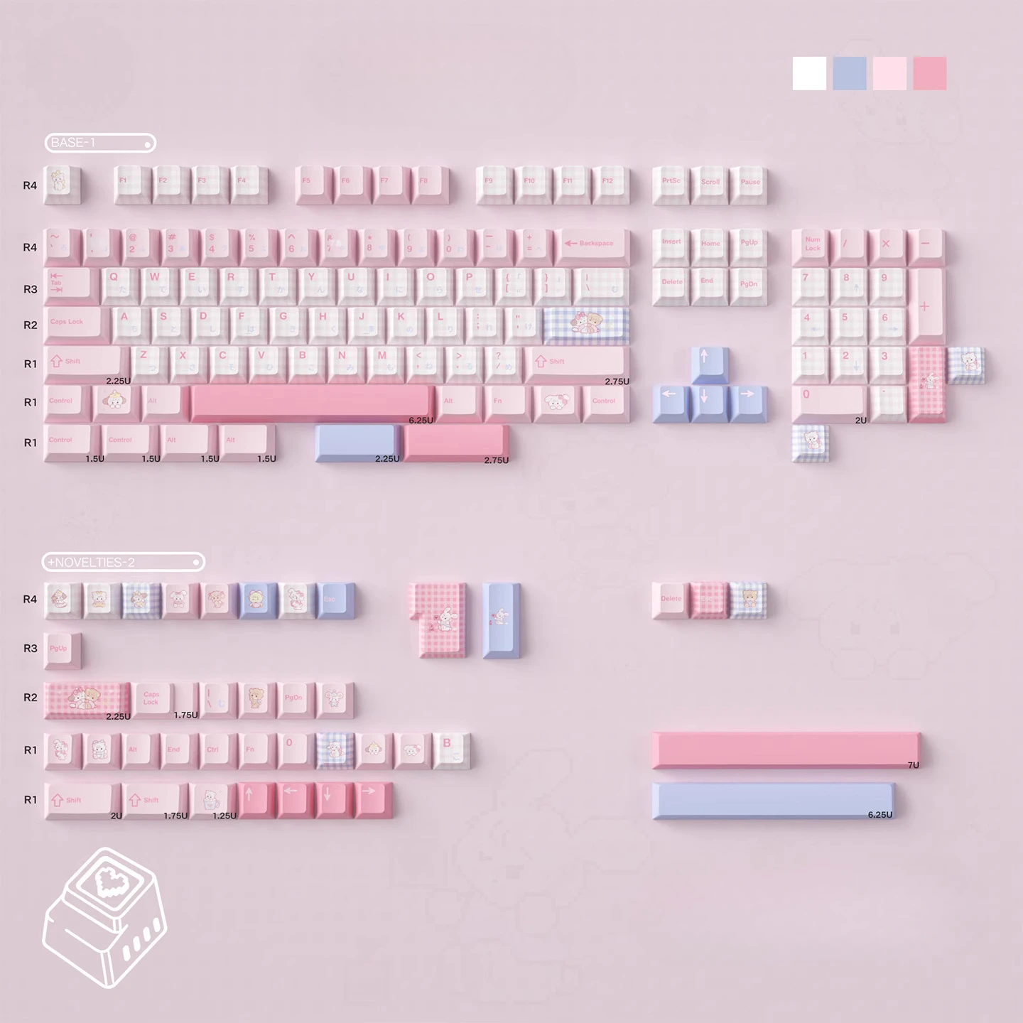 

Mechanical keyboard keycaps pink plaid full set PBT sublimation original factory/MOA height