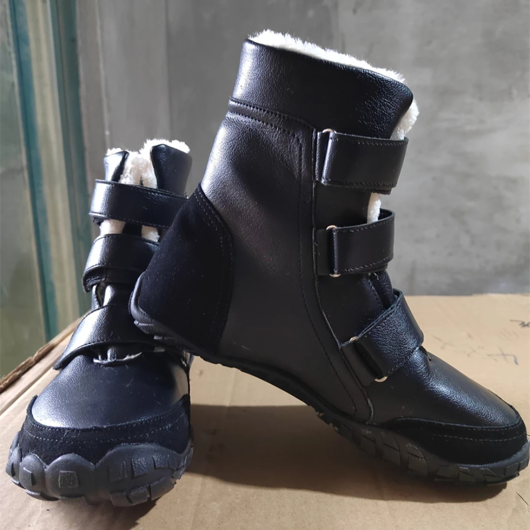 ZZFABER Kids Barefoot Boots Winter Warm Snow Shoes for Boys Girls Flexible Warm Sneakers Children Winter Boots