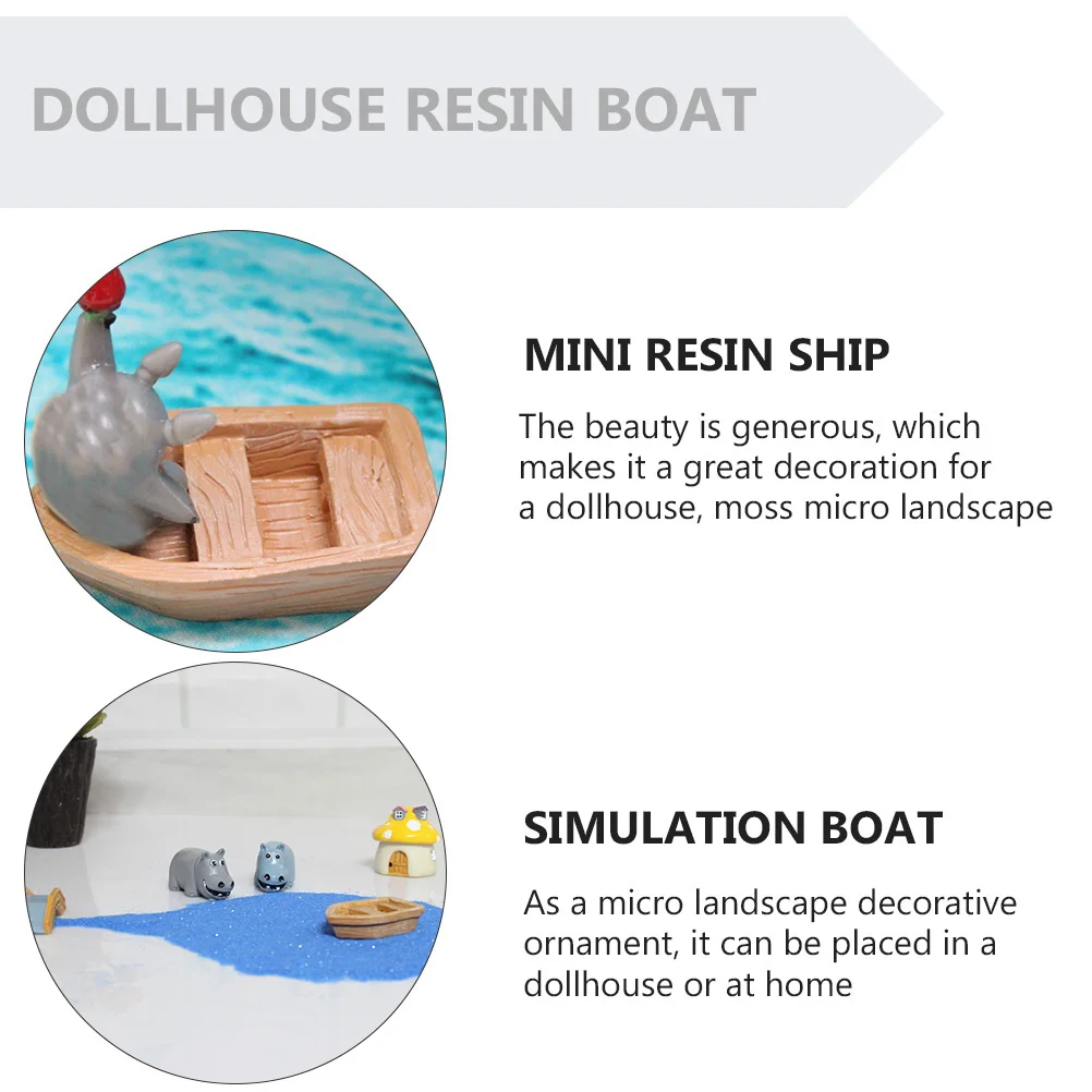 

5pcs Mini Resin Ship Ornaments Dollhouse Decor Khaki Craft Simulation Boat Fairy Decorations Environmental Friendly Long Lasting
