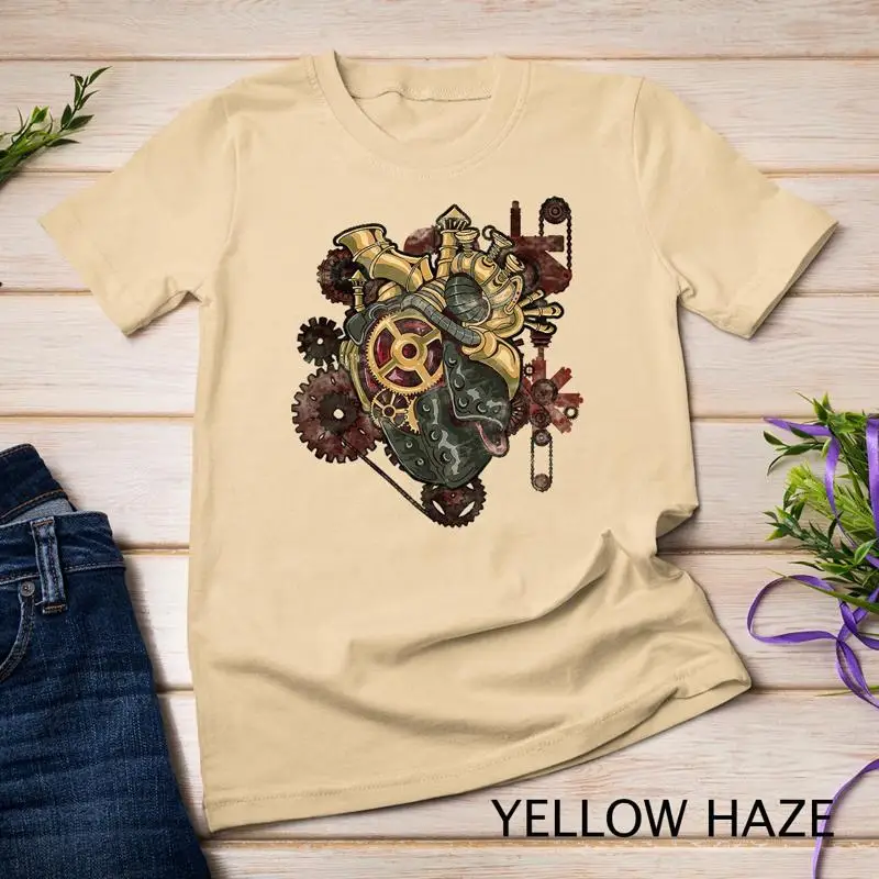 

Steampunk Heart Robot Cosplay Scifi Mechanical Gears Anatomy Unisex T shirt