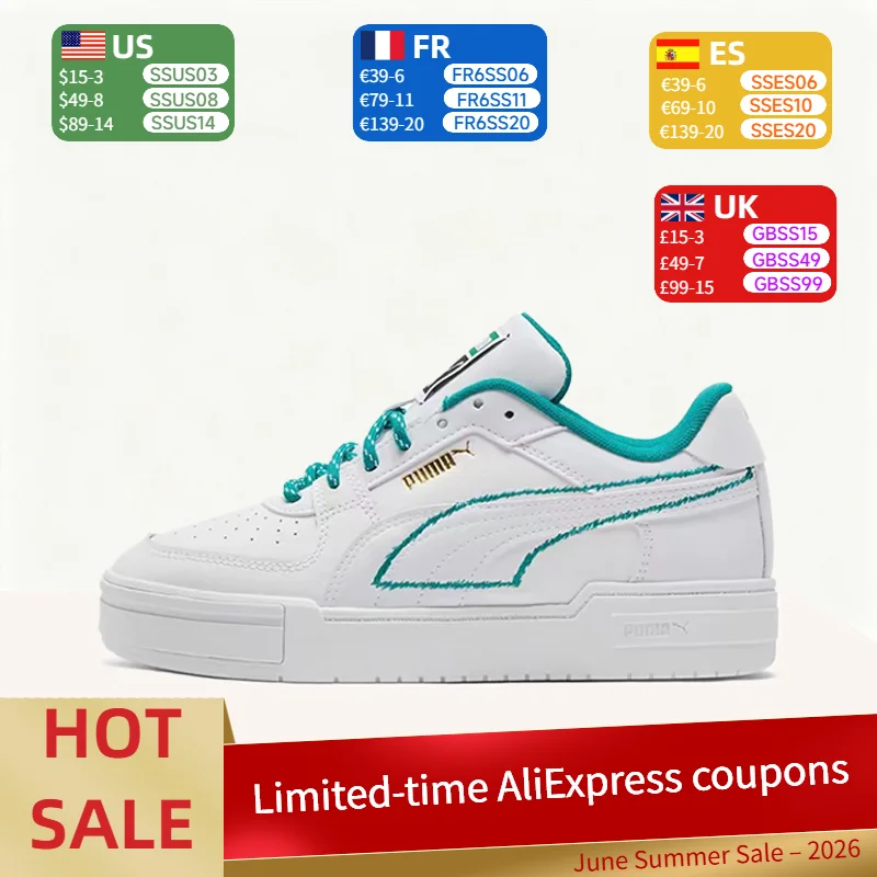 

Puma Ca Pro Classic wear-resistant, lightweight, breathable and versatile low-top sneakers, unisex, white and green 381740-01