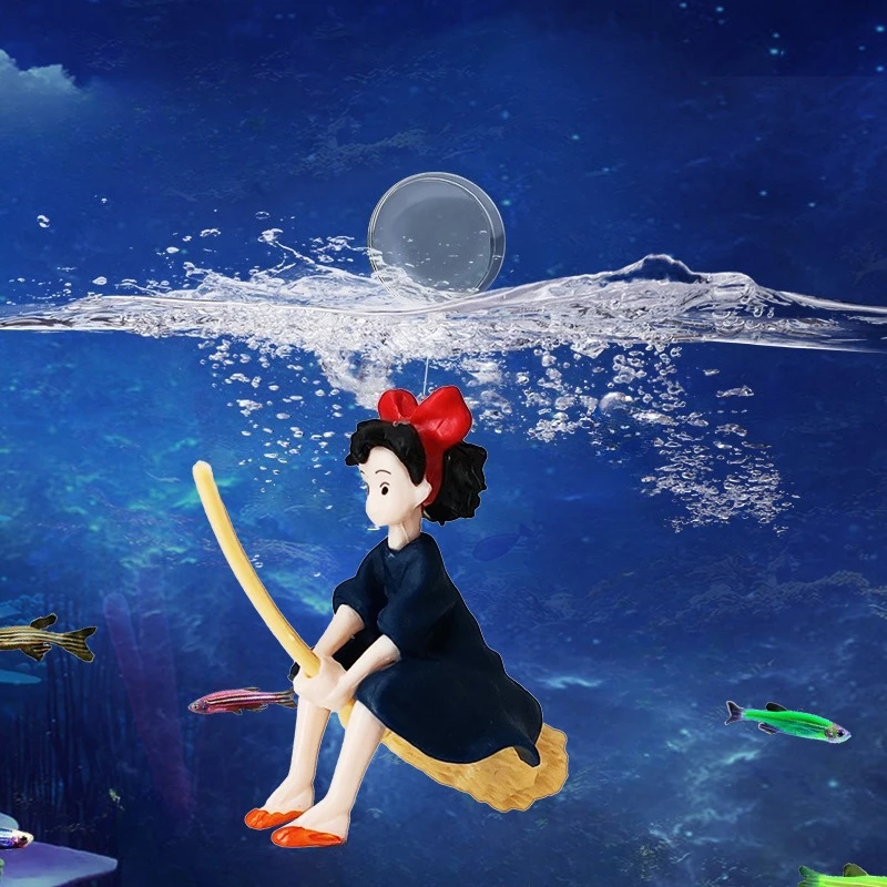 Cartoon Kawaii Girl Figure Aquarium Suspend Floating Fish Tank Landscape Decoration Floating Ball Creative Ornament Hobby Toys