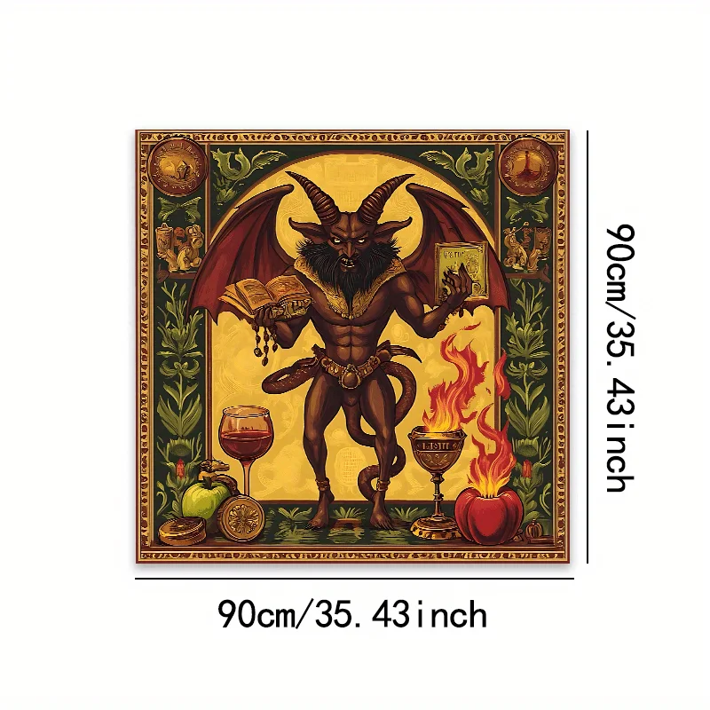 Tarot Cloth Small Tarot Cloth Three Card Spread Demon Tarot Gothic Altar Tablecloth Divination Event Party Supplies, Golden