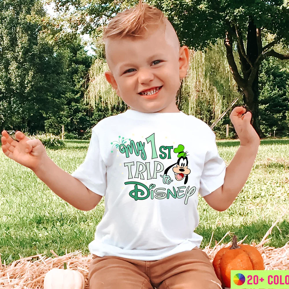 

Хлопковая футболка с Микки и друзьями, моя первая поездка Диснея, футболка для мальчиков и девочек «Моя первая поездка», футболка с короткими рукавами на день рождения с Микки и Минни