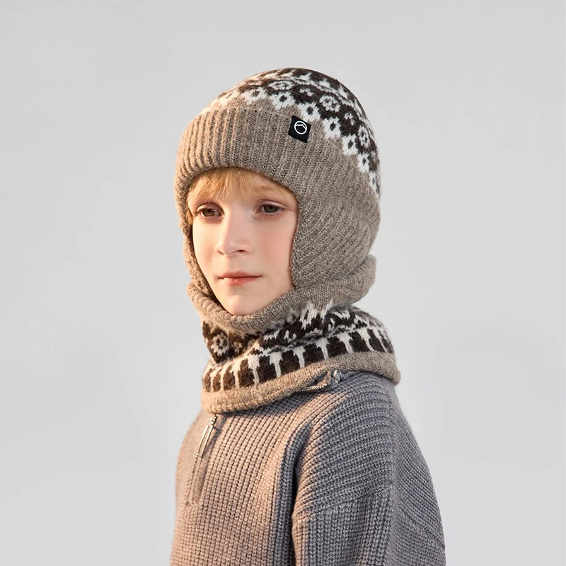 2 pçs de malha meninas bonés crianças chapéu de inverno cachecol velo orelhas proteção crianças gorro chapéus pescoço mais quente quente criança menino boné 4-10y