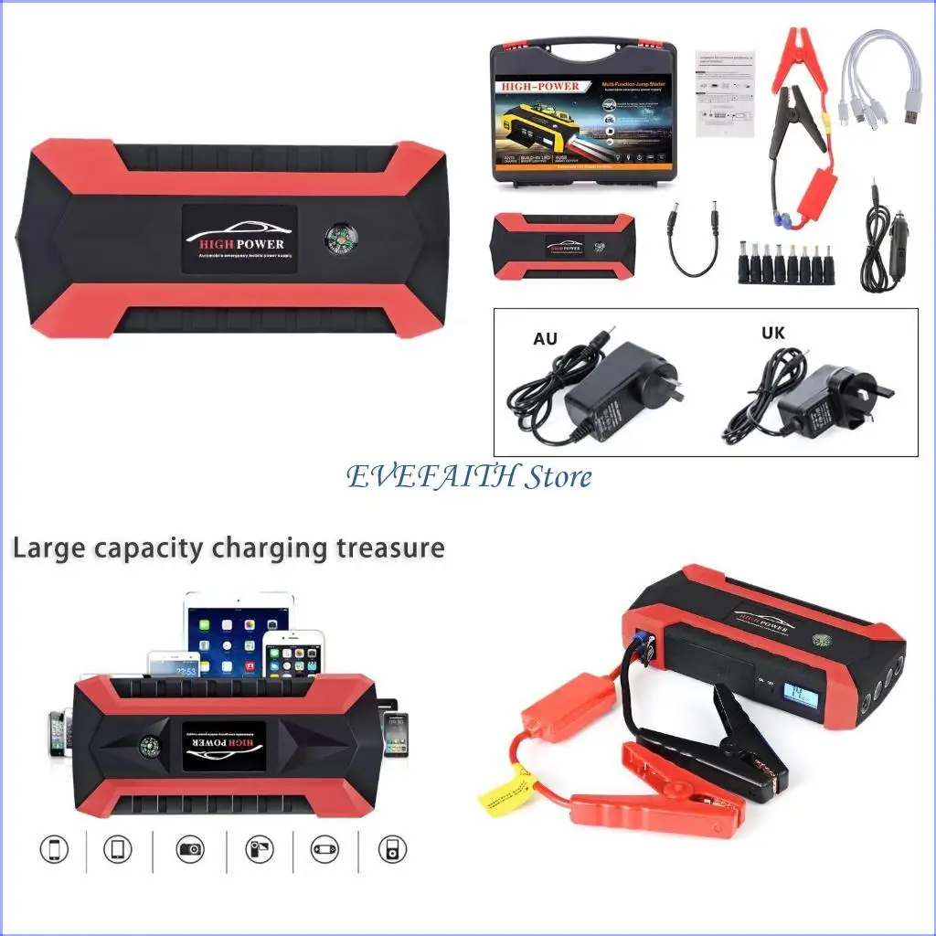 

124B 89800mAh 4 USB Portable Car Jump Starter Pack Battery