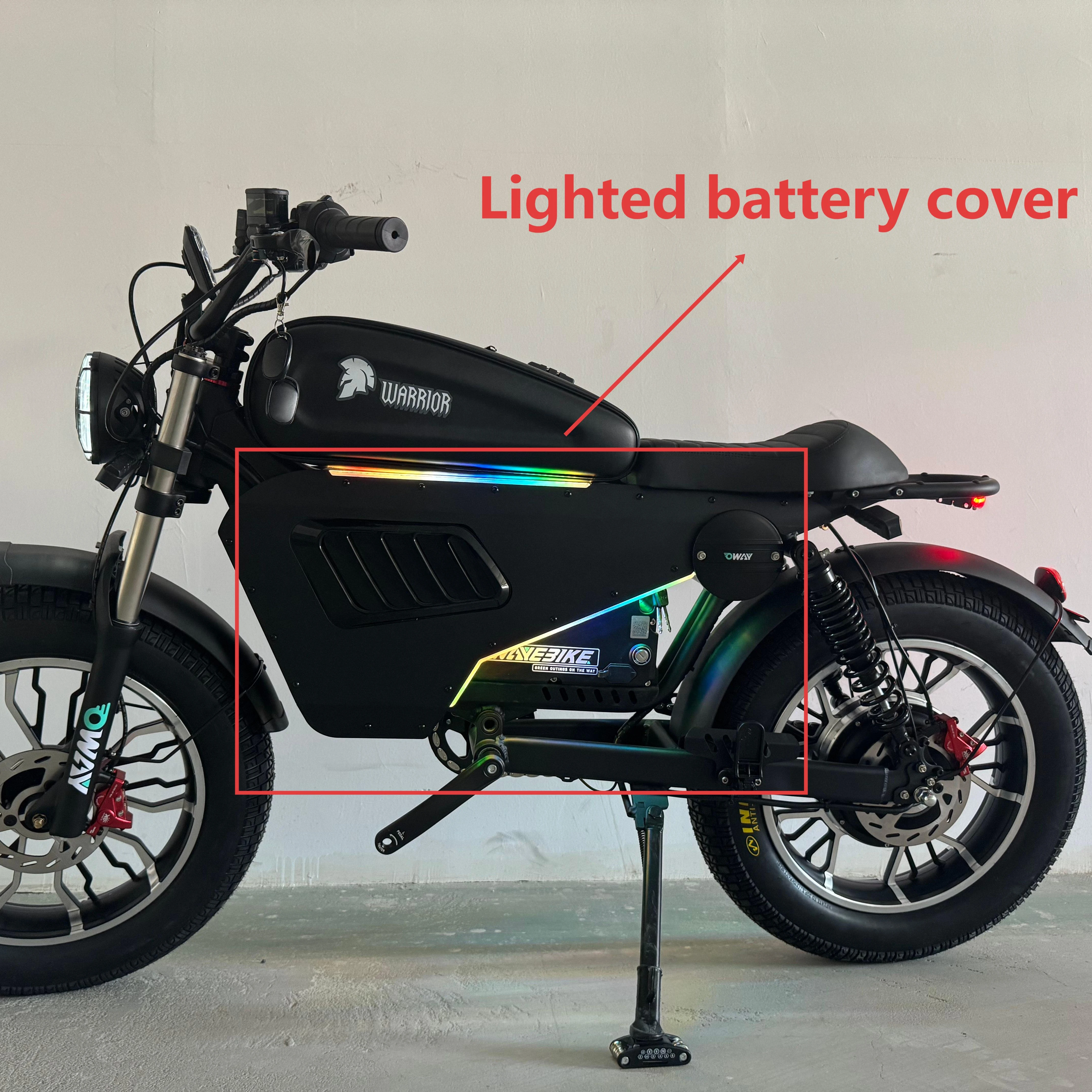 2025 Latest Model Electric Bicycle Accessories Black Warrior Ebike Lighted Battery Cover