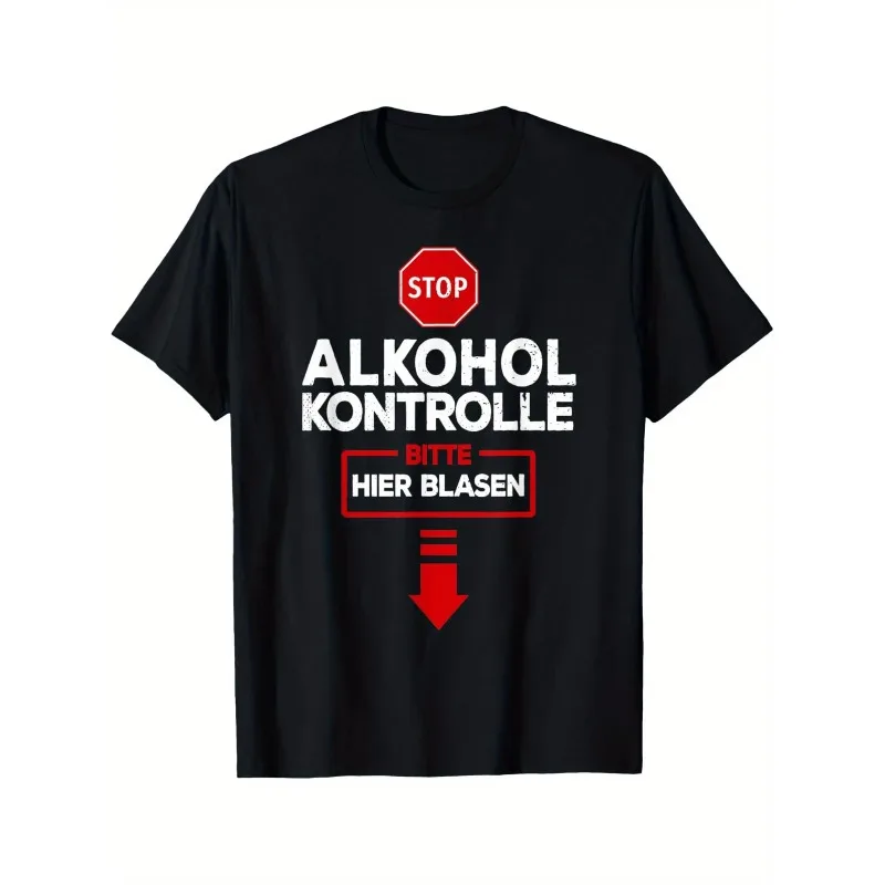 Men's Funny Alcohol Test, Please Blow on T-shirt, Summer Short Sleeved, Suitable for Both Men and Women in All Seasons
