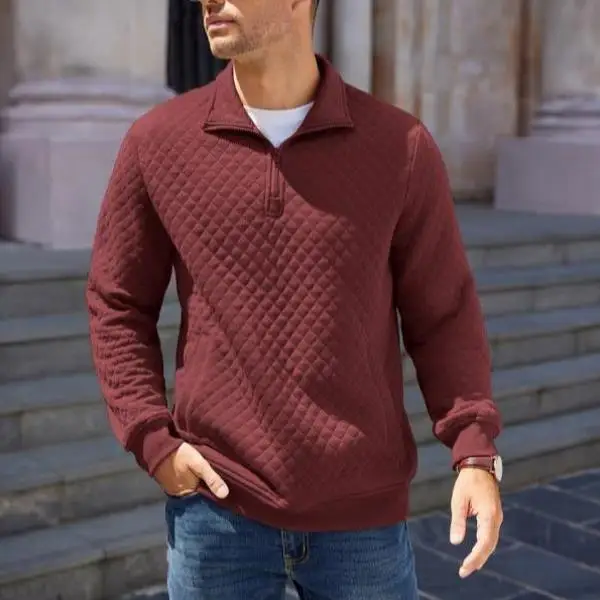 

Men's Knitted Sweater Four-Quarter Zipper Hoodie Thiened Coolmax Fiber Ciwalk Collar Inner Wear Deformable